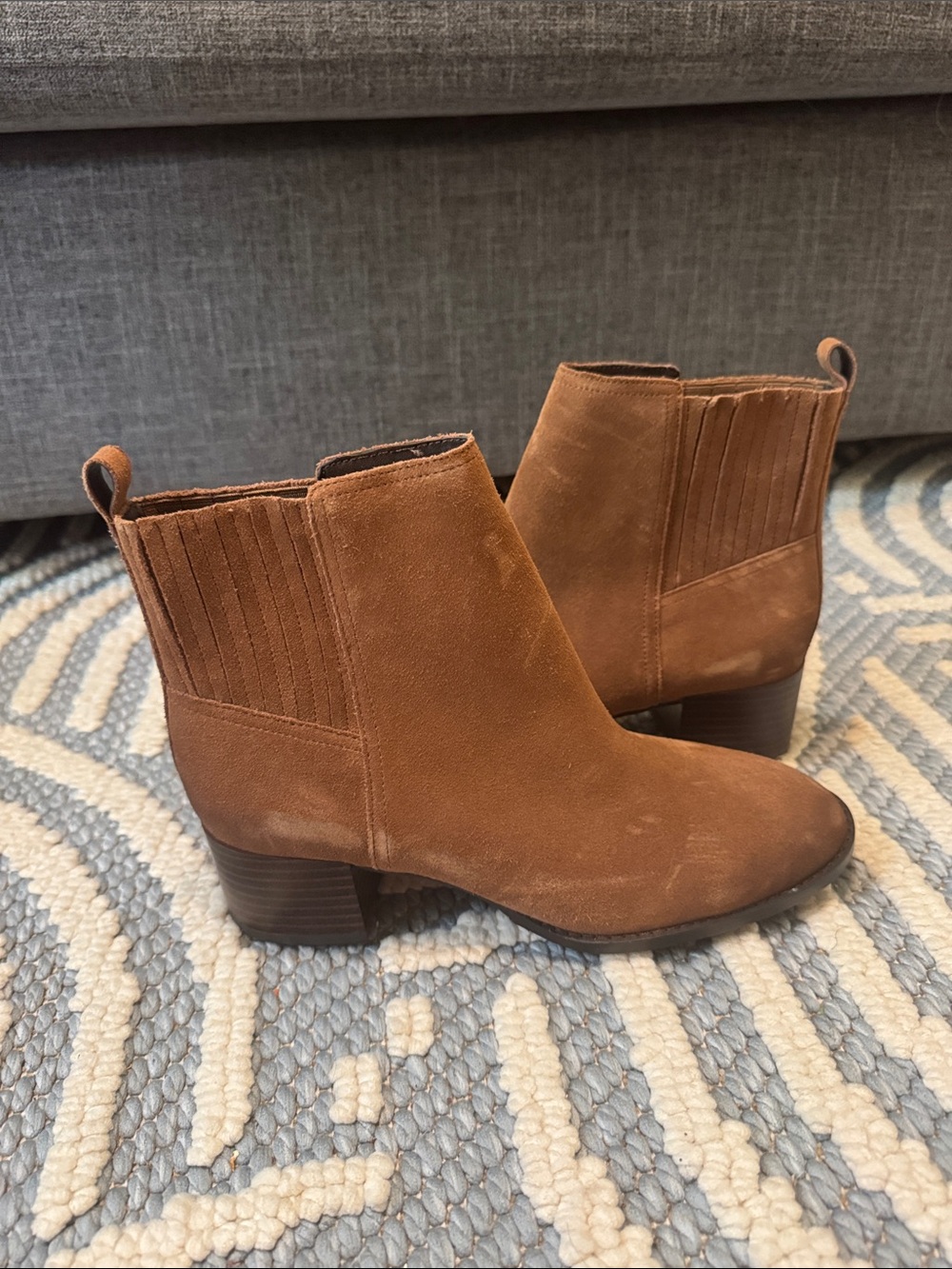 Sam Edelman Kaiti Suede Chelsea Ankle Boots Brown Size 7